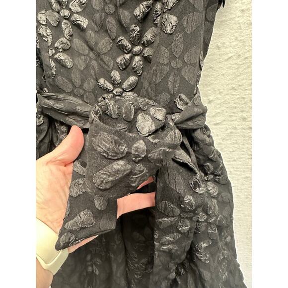 TCEC‎ Black Mini Dress Lacy Witchygoth Rave Spaghetti Strap Y2K Blousy Hem - Picture 4 of 12